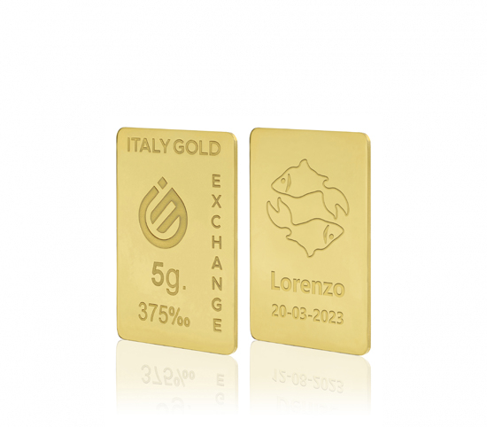 Lingote de Oro Signo del Zodiaco Piscis 9 Kt de 5 g. IGE GOLD